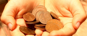 Hands showing euro coins